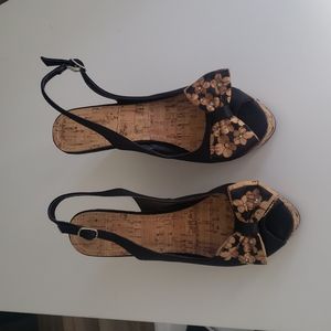 Black/beige Platforms with rhinestones